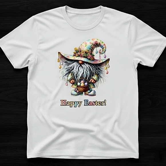 Easter Gnome Happy Easter Tee • Cute Spring Graphic T‑Shirt • Pastel Egg Hunt - Picture 2 of 14